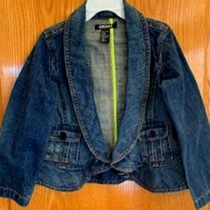 NWOT DKNY Girls Denim Medium Wash Blue Jacket 100% Cotton Sz: 5